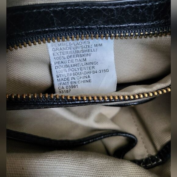 Tory Burch Deerskin Leather Tote In Black With Gold Accessories - Picture 10 of 10